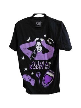 Olivia Rodrigo Black Purple Graphic Short Sleeve Tee Size S